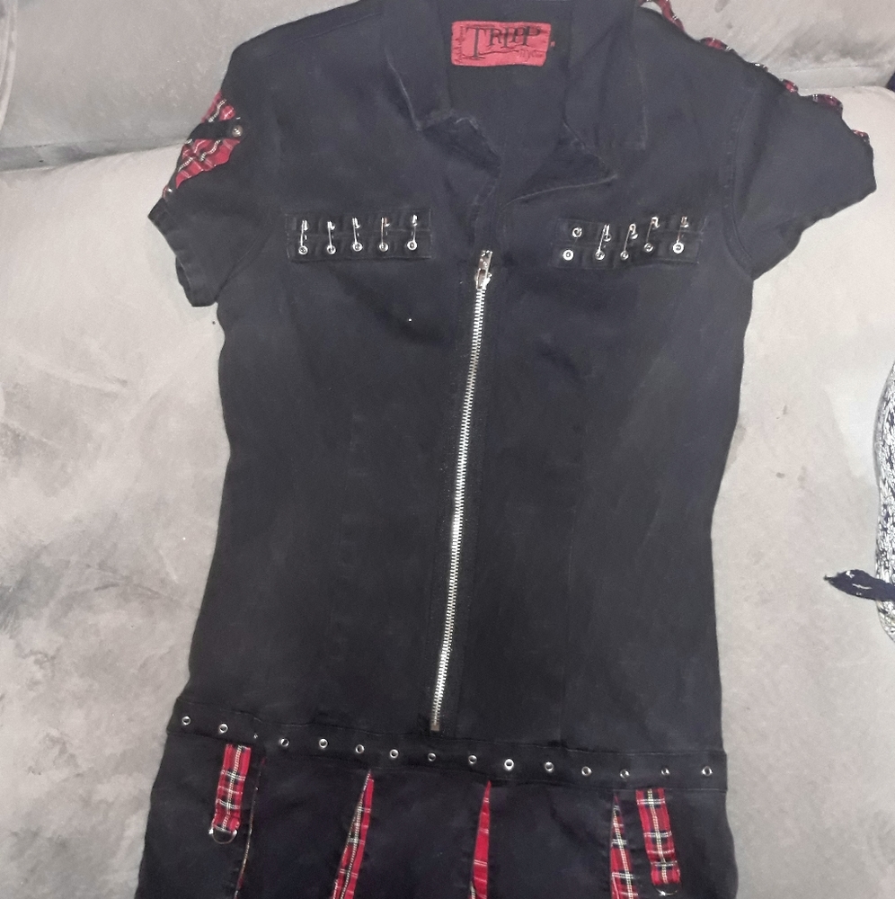 Size M black plaid military tripp nyc dress